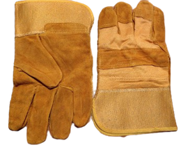 Перчатки спилковые комбинированные коричневые на байке